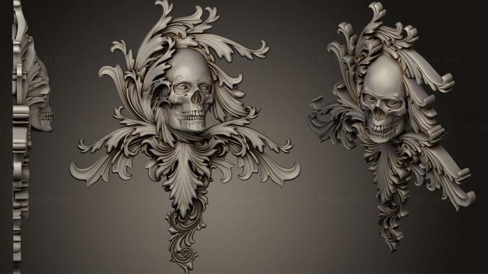 Горельефы и барельефы фэнтези (Резнина череп, GRLFF_0025) 3D модель для ЧПУ станка